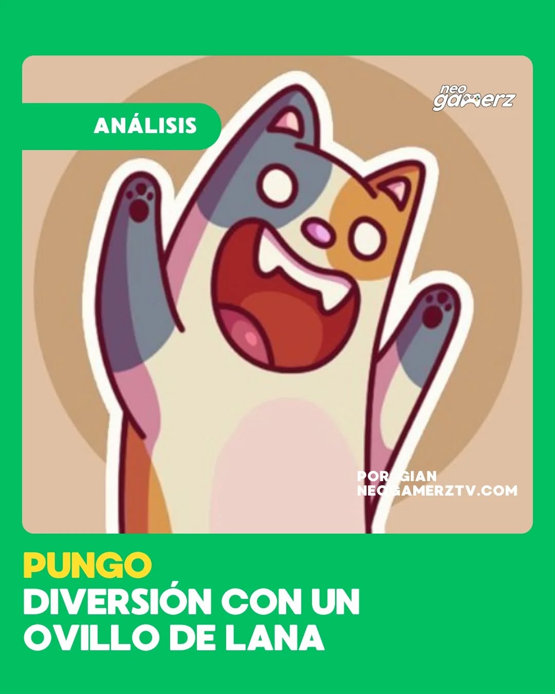 NUEVO ANÁLISIS: PUNGO 🧶

Arrancamos la semana con un análisis escrito por @gianfranco.barrera del nuevo juego de White Eyes Studio (@fedenessi y @valezumzum ) llamado Pungo, un pvp inspirado en el clásico Pong, pero teniendo como protagonistas a un compendio extenso de gatitos 🐈

Con un apartado artistico muy detallado y un grupo de gatitos que van desde Totoro y El Eternauta a algunos que forman parte de la vida de su equipo, es un juego frenético y sumamente adictivo ideal para jugar en compañia 💚

💻 El análisis completo está disponible en nuestra página